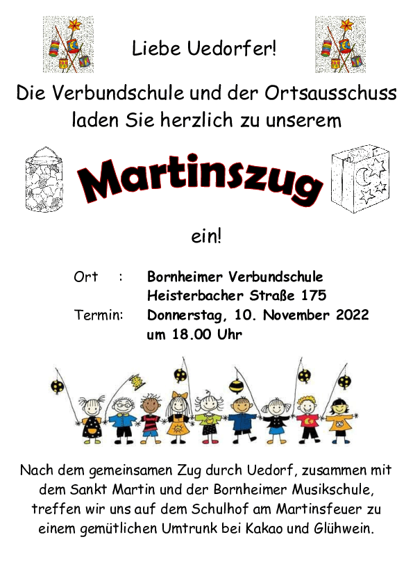 Einladung zum Uedorfer Martinszug 2022