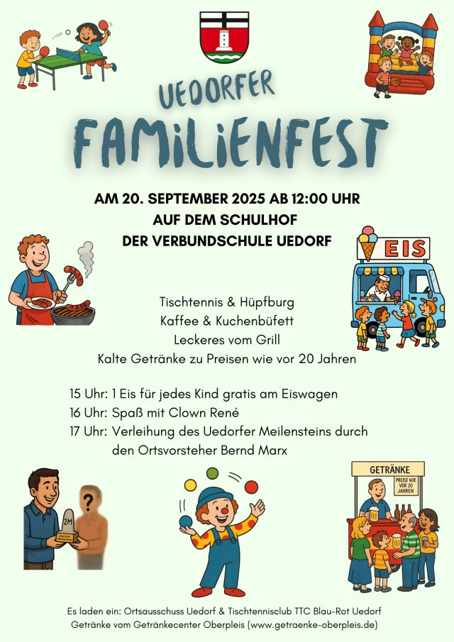Vorschau Veranstaltungsposter Uedorfer Familienfest 2025 (erzeugt mit KI-Unterstützung)